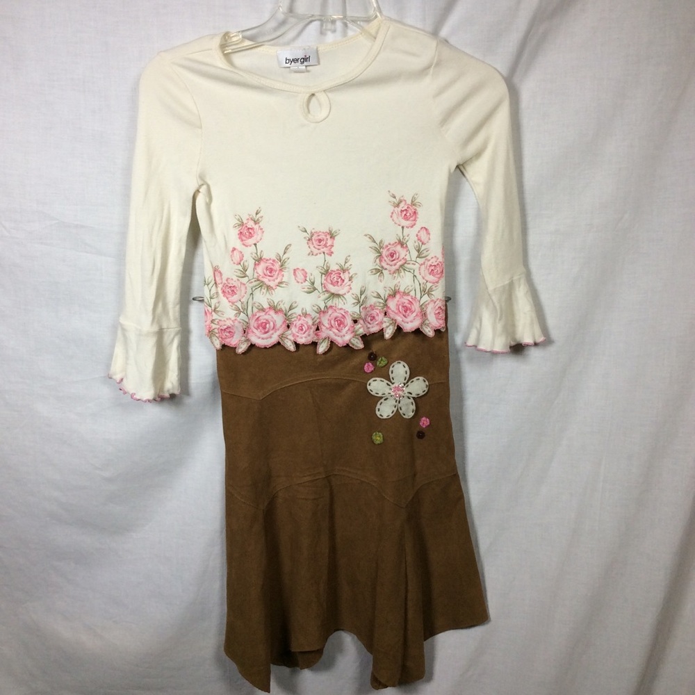 Byer girl 2 pc Top Cream & Skirt Brown, Sz6